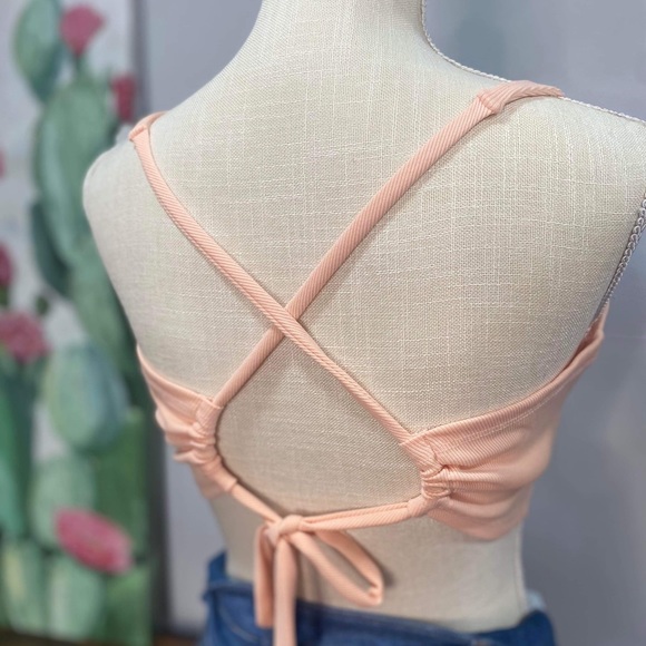 peach open back crop top - Picture 3 of 3